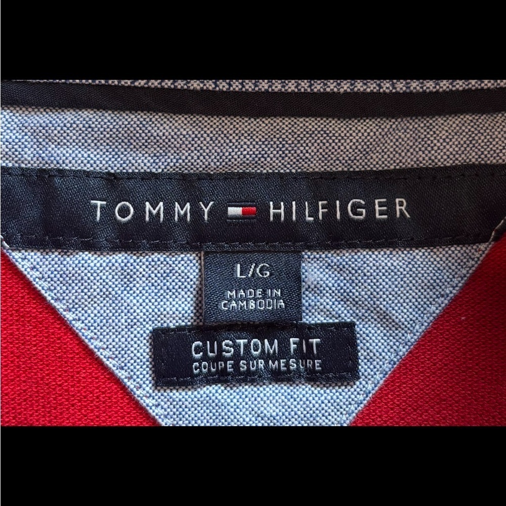 Tommy Hilfiger Custom Fit Men's Vibrant Red Polo Size Large - Picture 2 of 8